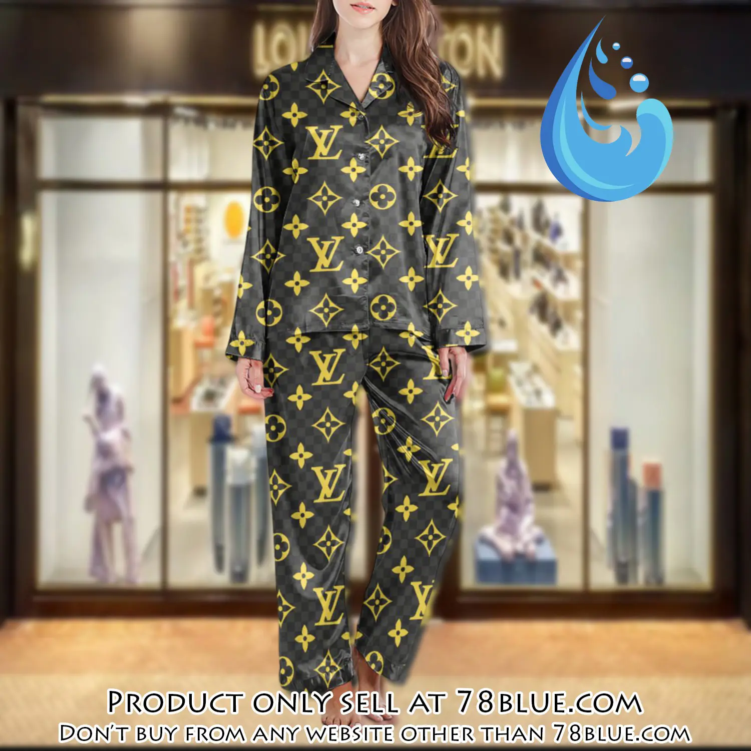 Lv monogram long satin pajama set pjs1015 78b2026284